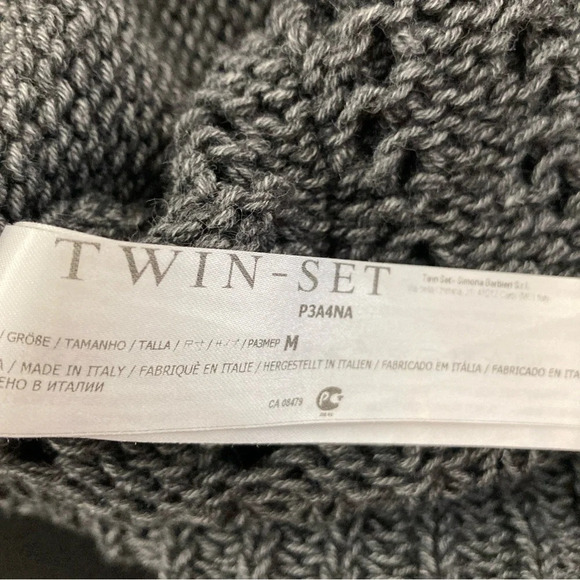 Twin-Set Simona Barbieri Gray Chunky Knit Wool Blend Long Cardigan Medium - Picture 5 of 11